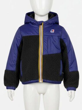 K-Way Kids Boys Juniors Blue Neige Orsetto Full-Zip Hooded Jacket Size 6Y